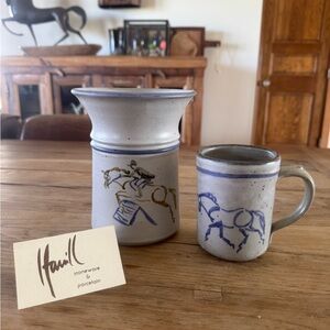 Handcrafted Stoneware Mug and Vase Set